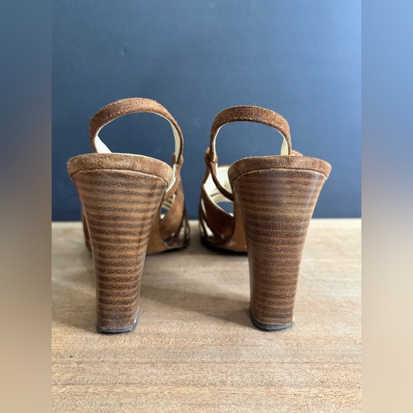 Women’s 70’s Vintage Easton’s Made in Italy Suede Leather Retro Block Heels - Picture 5 of 9